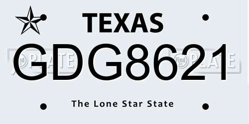 GDG8621 Texas License Plate