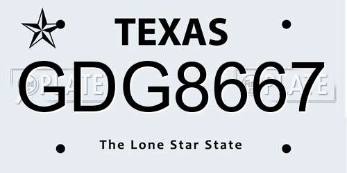 GDG8667 Texas License Plate