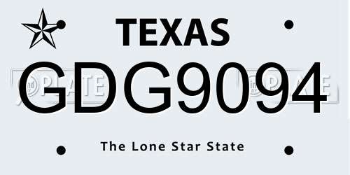 GDG9094 Texas License Plate