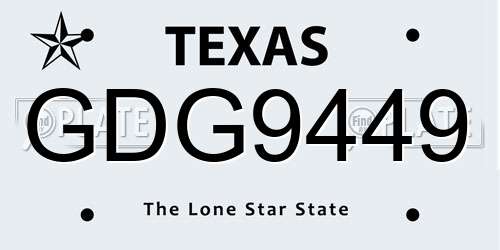 GDG9449 Texas License Plate