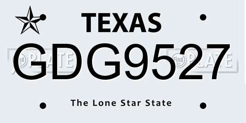 GDG9527 Texas License Plate
