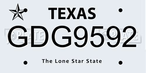 GDG9592 Texas License Plate