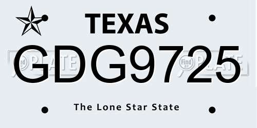 GDG9725 Texas License Plate