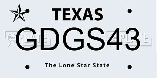GDGS43 Texas License Plate