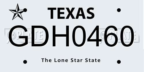 GDH0460 Texas License Plate