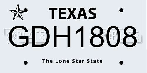 GDH1808 Texas License Plate