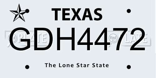 GDH4472 Texas License Plate
