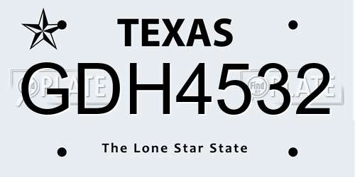 GDH4532 Texas License Plate