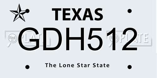 GDH512 Texas License Plate