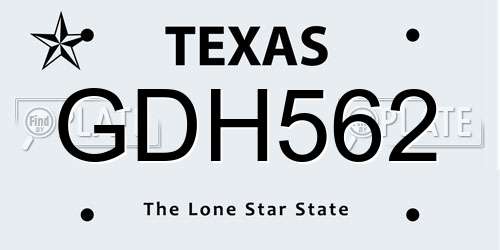 GDH562 Texas License Plate