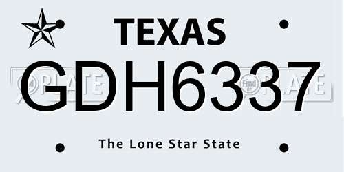 GDH6337 Texas License Plate
