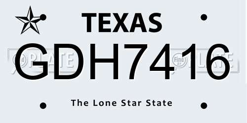 GDH7416 Texas License Plate