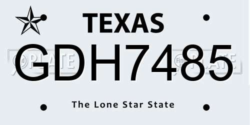 GDH7485 Texas License Plate
