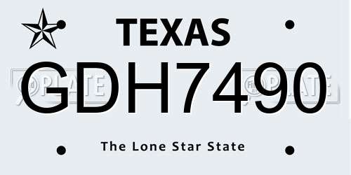 GDH7490 Texas License Plate