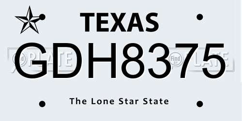 GDH8375 Texas License Plate