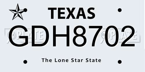 GDH8702 Texas License Plate