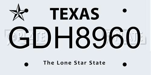 GDH8960 Texas License Plate
