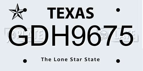 GDH9675 Texas License Plate