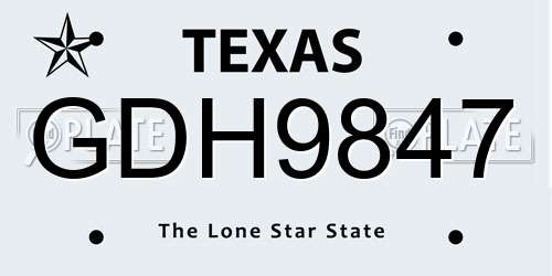 GDH9847 Texas License Plate
