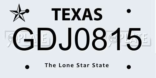 GDJ0815 Texas License Plate