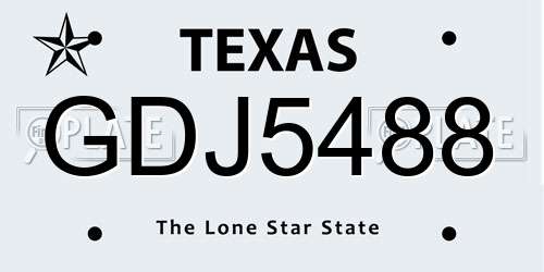 GDJ5488 Texas License Plate