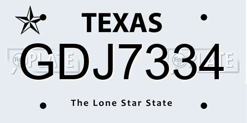 GDJ7334 Texas License Plate