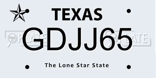 GDJJ65 Texas License Plate