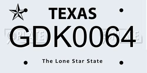 GDK0064 Texas License Plate