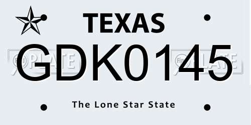 GDK0145 Texas License Plate