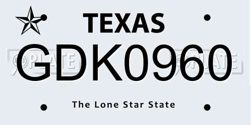 GDK0960 Texas License Plate