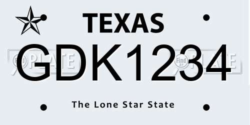 GDK1234 Texas License Plate
