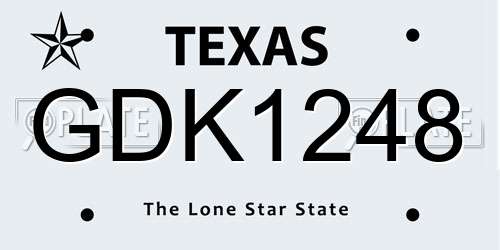 GDK1248 Texas License Plate
