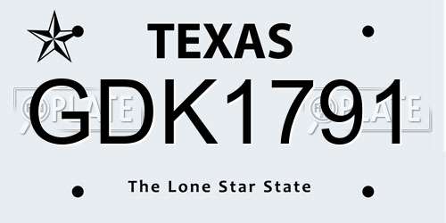 GDK1791 Texas License Plate