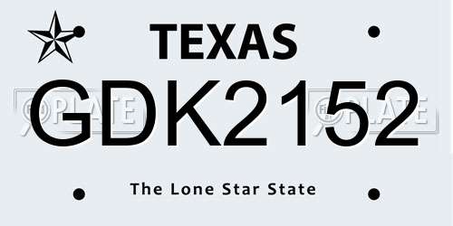 GDK2152 Texas License Plate