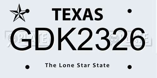 GDK2326 Texas License Plate