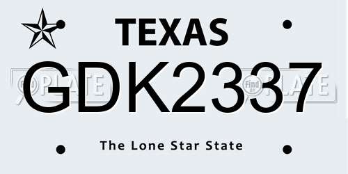 GDK2337 Texas License Plate