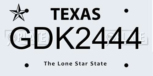 GDK2444 Texas License Plate