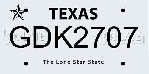 GDK2707 Texas License Plate