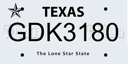 GDK3180 Texas License Plate