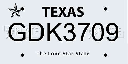 GDK3709 Texas License Plate