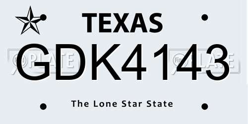 GDK4143 Texas License Plate