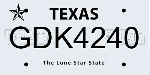 GDK4240 Texas License Plate