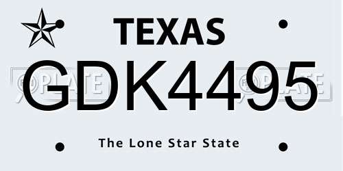 GDK4495 Texas License Plate