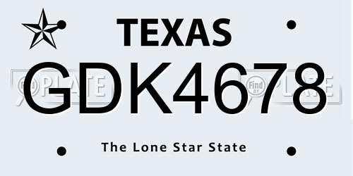 GDK4678 Texas License Plate