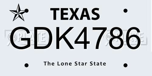 GDK4786 Texas License Plate