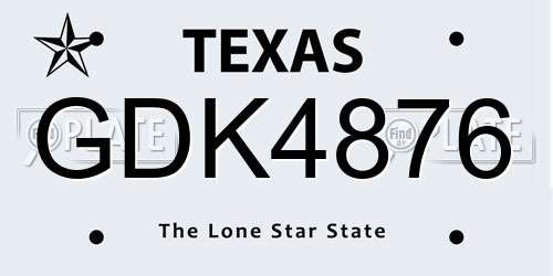 GDK4876 Texas License Plate