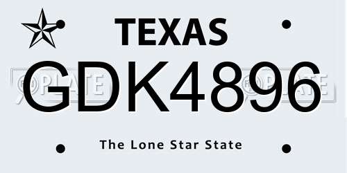 GDK4896 Texas License Plate