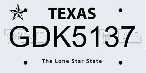 GDK5137 Texas License Plate