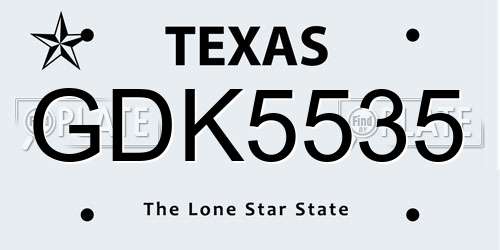GDK5535 Texas License Plate