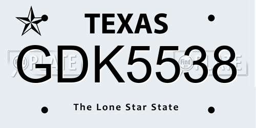 GDK5538 Texas License Plate